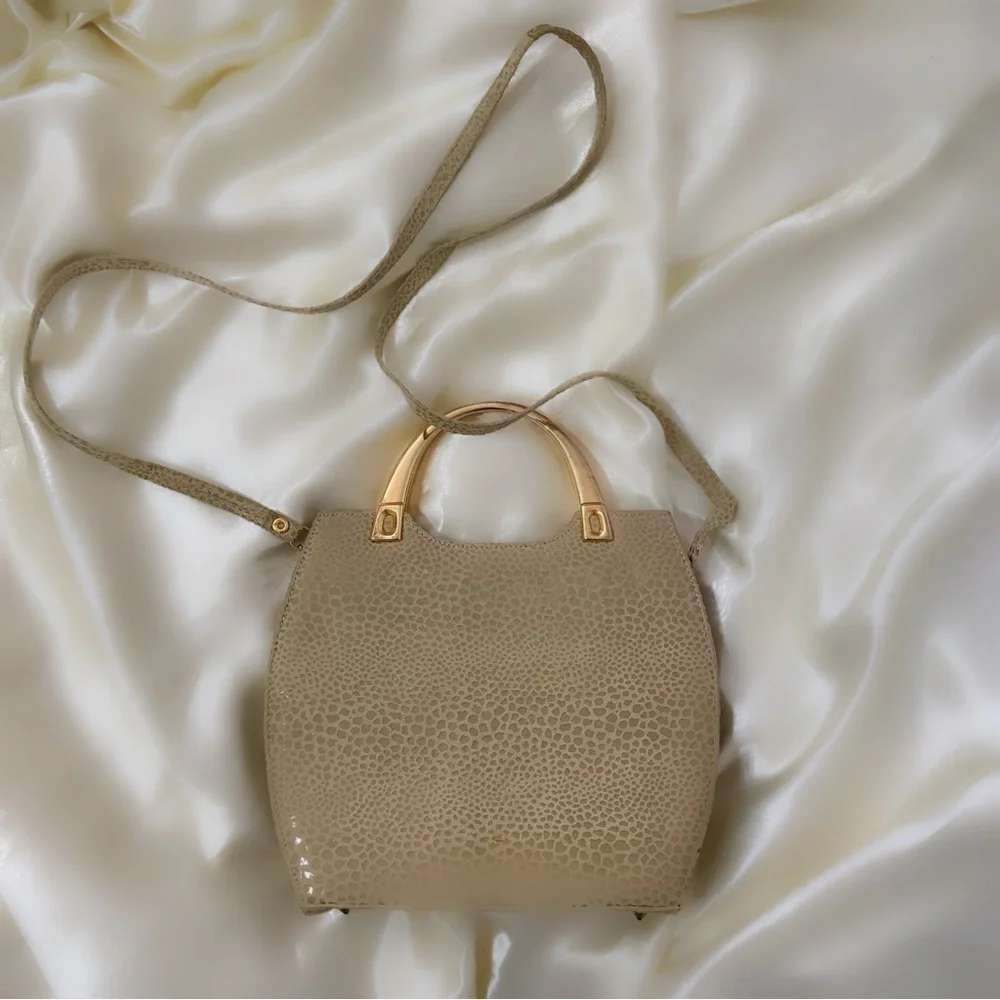 Vintage Blushe by spiegel handbag purse gold cream metallic small clutch new